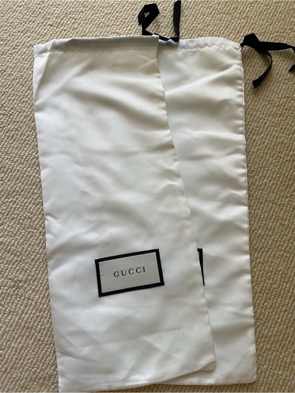 New Gucci Two Satin Dust bags, Storage, Cover.  Medium 16” X 6.5”